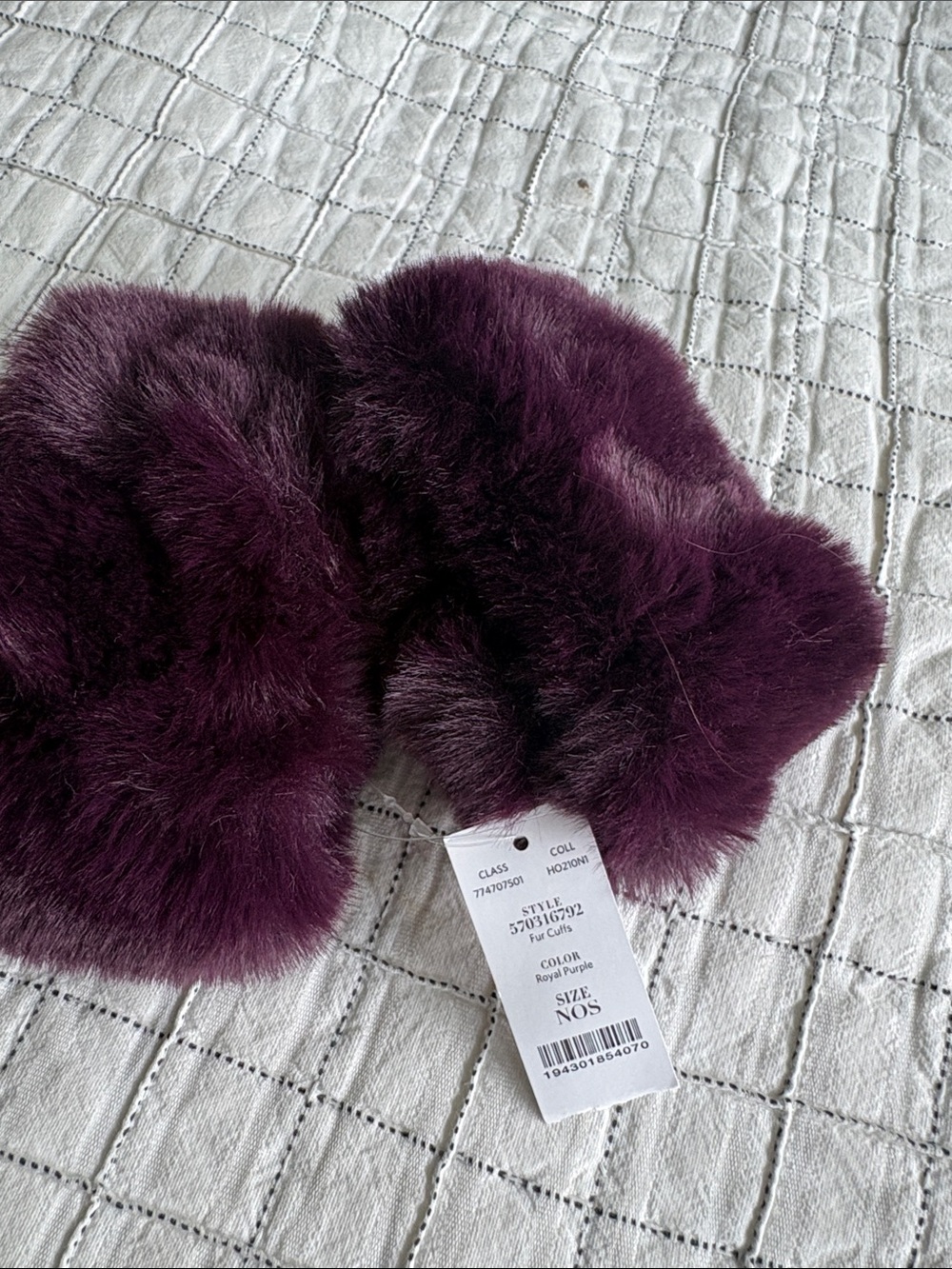 White House Black Market Faux Fur Cuff Warmers in Deep Plum
